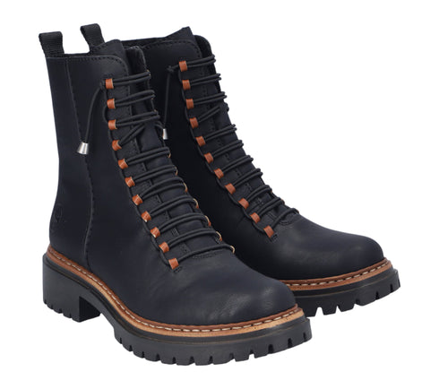 Ghete casual, dama, RIEKER, 72653-00 negru, piele ecologica